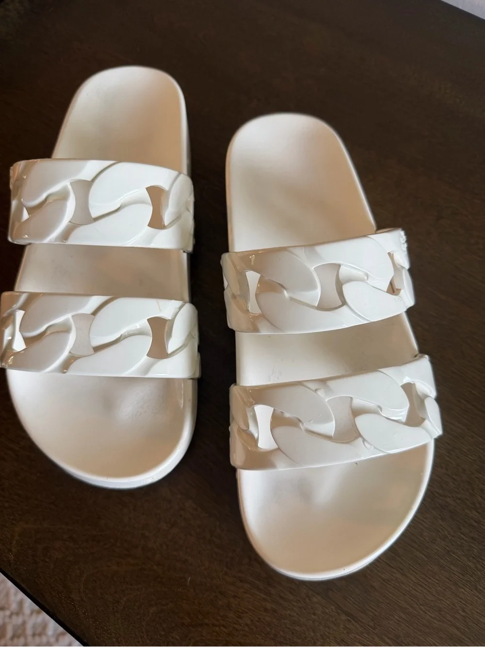 Tory Burch White Triple-Chain Slide Sandals